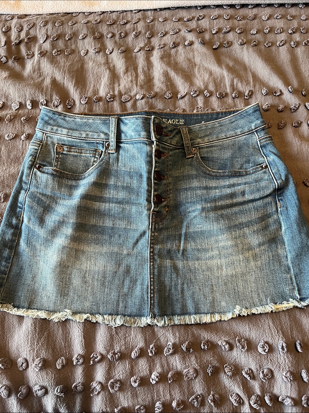 American Eagle Outfitters Light Blue Denim Button-Front Mini Skirt